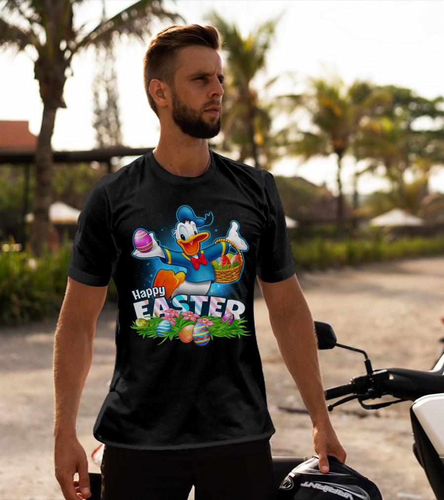 Happy Easter Donald With Colorful Easter Eggs And Basket T-Shirt