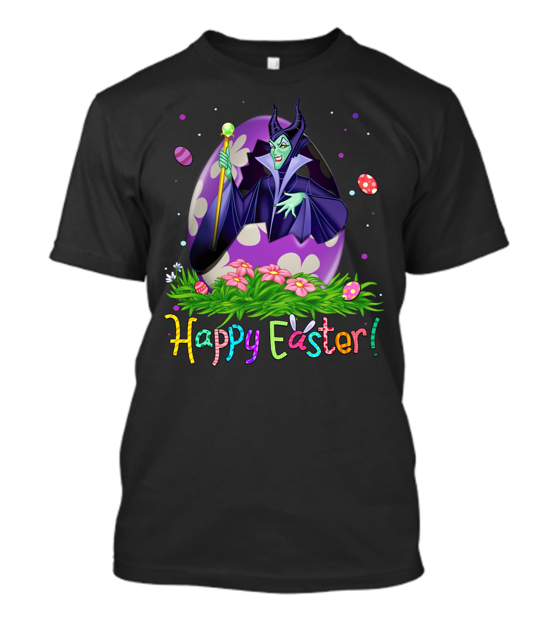 Happy Easter Maleficent Egg And Flowers T-Shirt