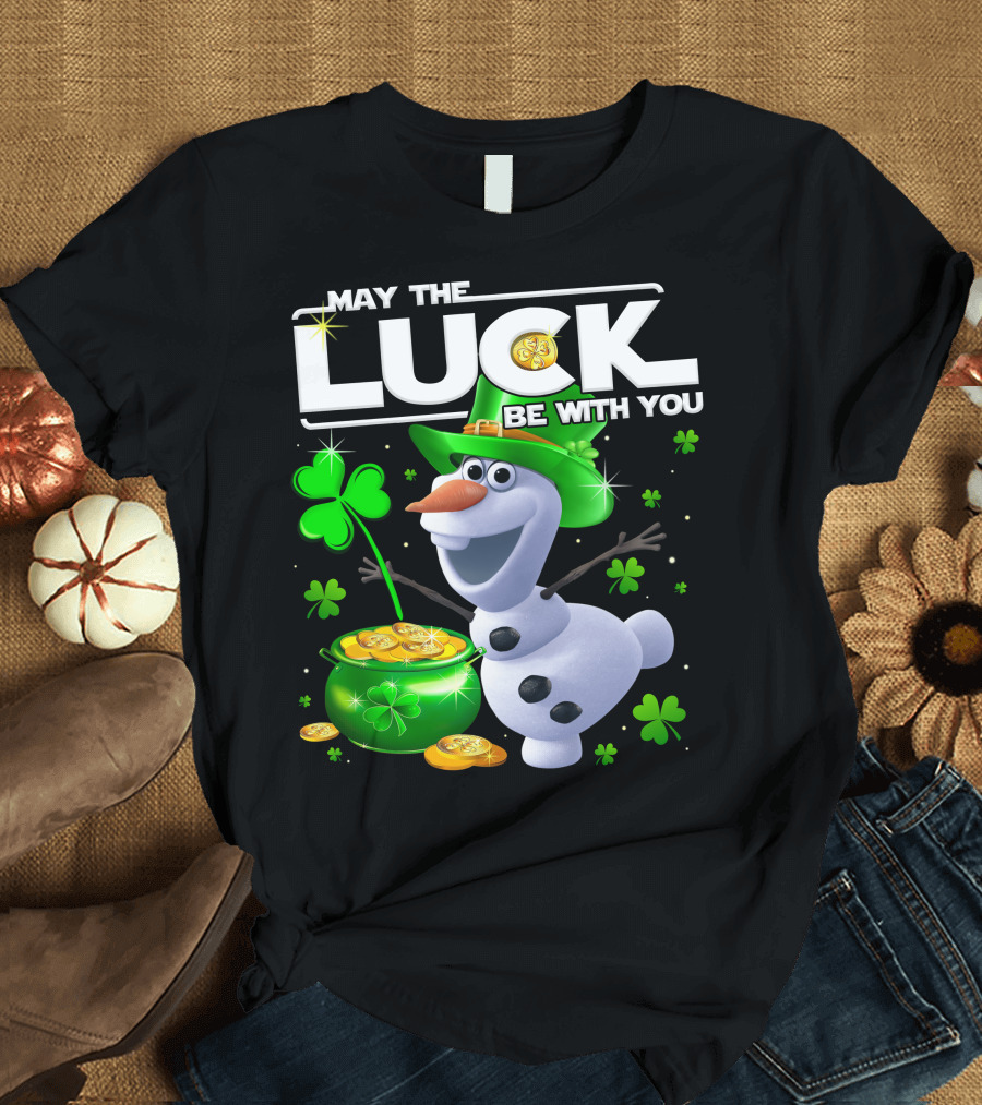 Olaf May The Luck Be With You St. Patrick's Day Clover Coins T-Shirt