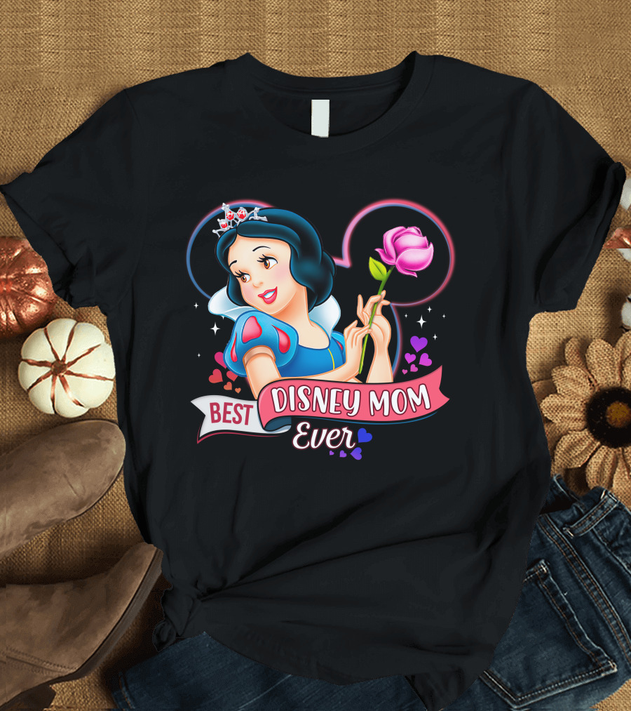 Best Disney Mom Ever Snow White Princess With Rose And Crown T-Shirt