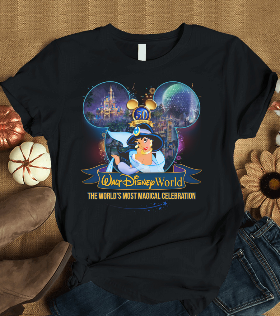 Walt Disney World 50th Anniversary The World's Most Magical Celebration Jasmine T-Shirt