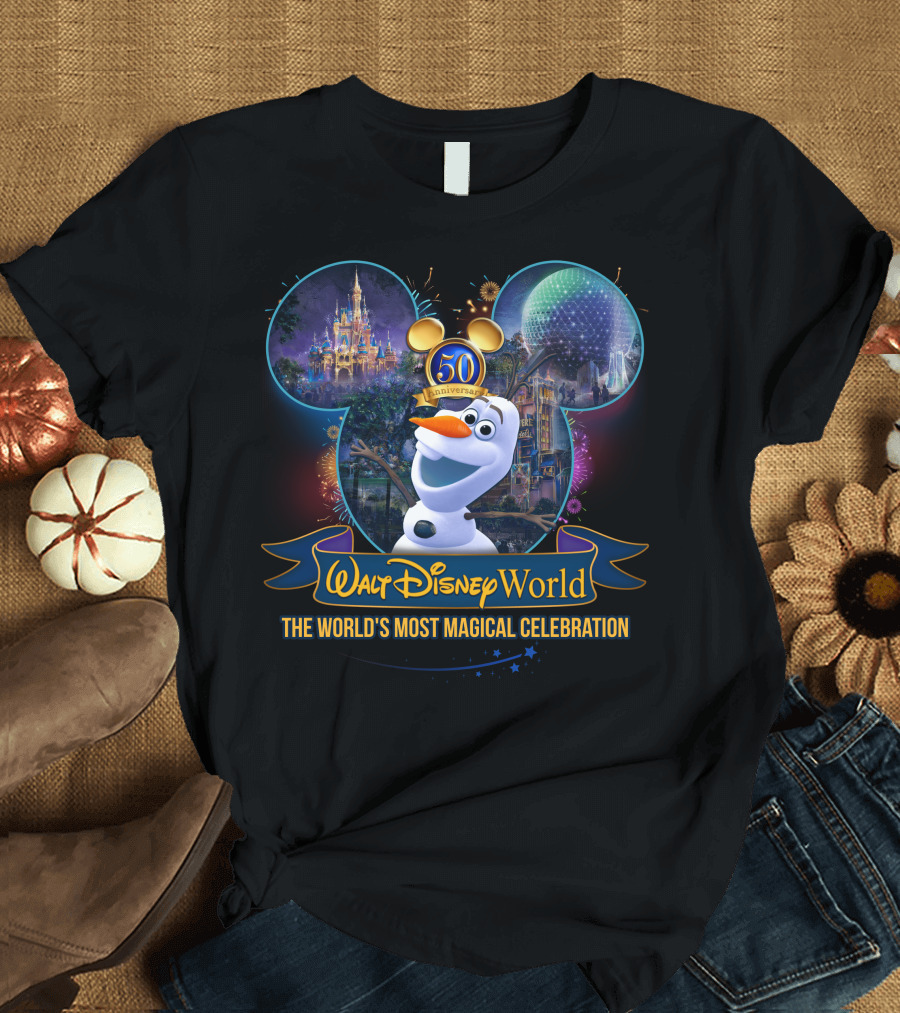 Walt Disney World 50th Anniversary The World's Most Magical Celebration with Olaf T-Shirt