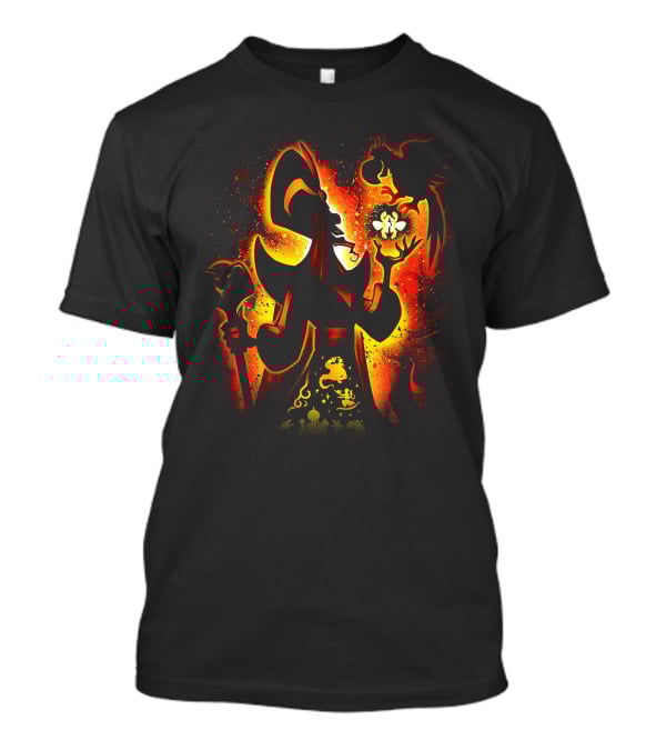 Jafar Villain Silhouette With Genie Lamp And Parrot Magic Scene T-Shirt