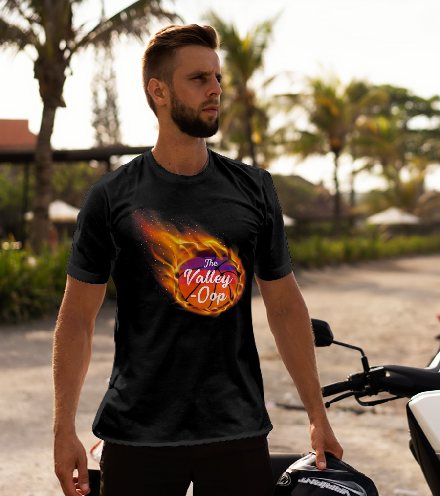 Phx The Valley-Oop Basketball Flame Style T-Shirt