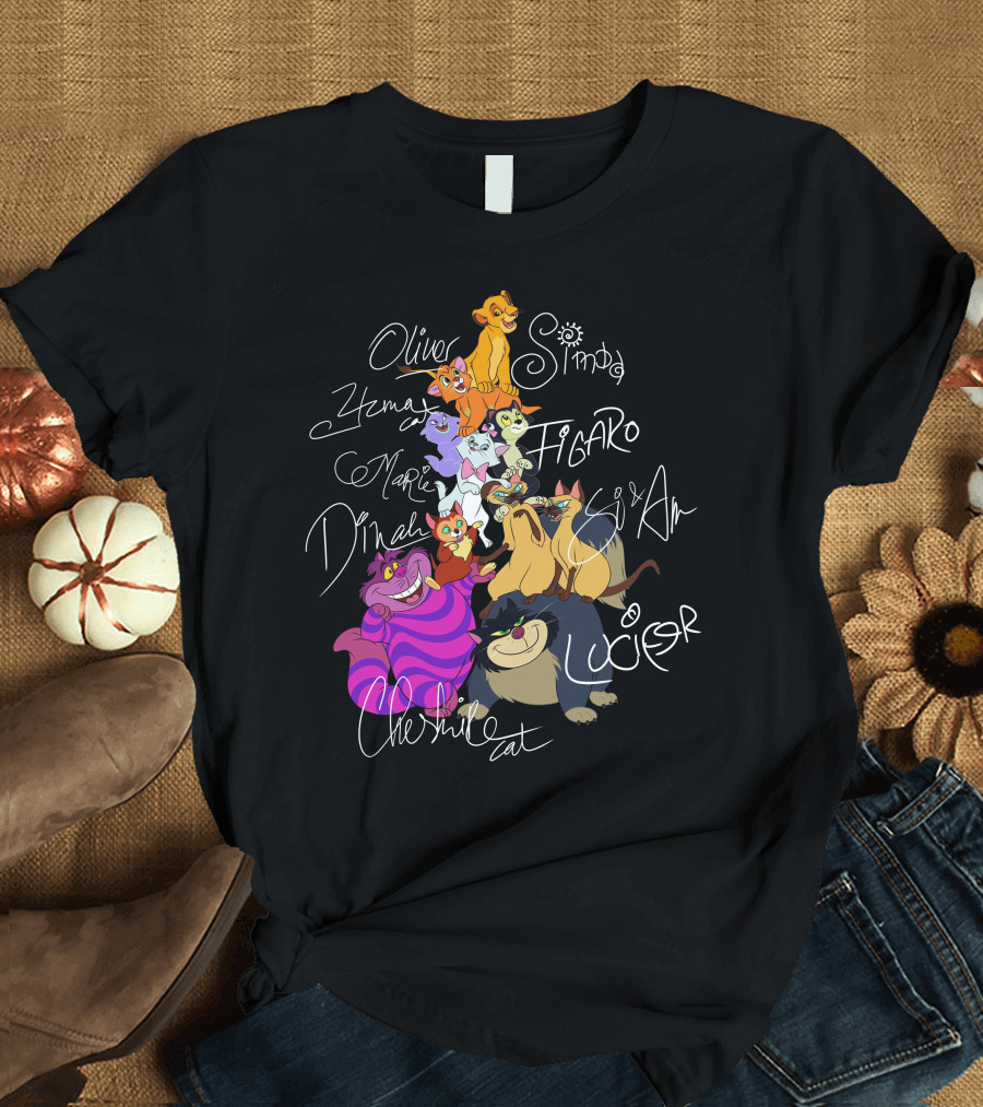 Oliver Simba Marie Figaro Cheshire Cat Yzma Dinah Lucifer Si and Am T-Shirt