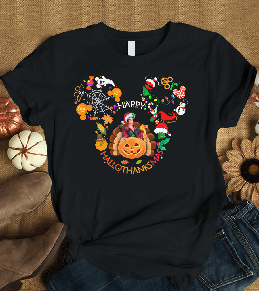 Jafar Happy Hallothanksmas Pumpkin Santa Halloween Christmas Thanksgiving T-Shirt
