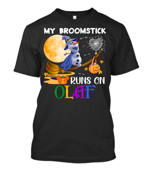 My Broomstick Runs On Olaf Halloween Moon Pumpkin Bats Web T-Shirt