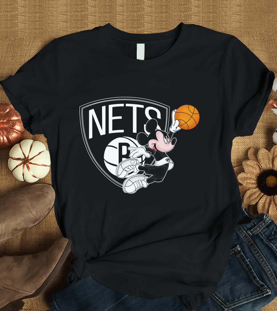 Nets Mickey Basketball Slam Dunk T-Shirt