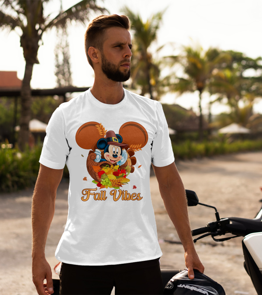 Mickey Mouse Fall Vibes Cornucopia Harvest Hat T-Shirt