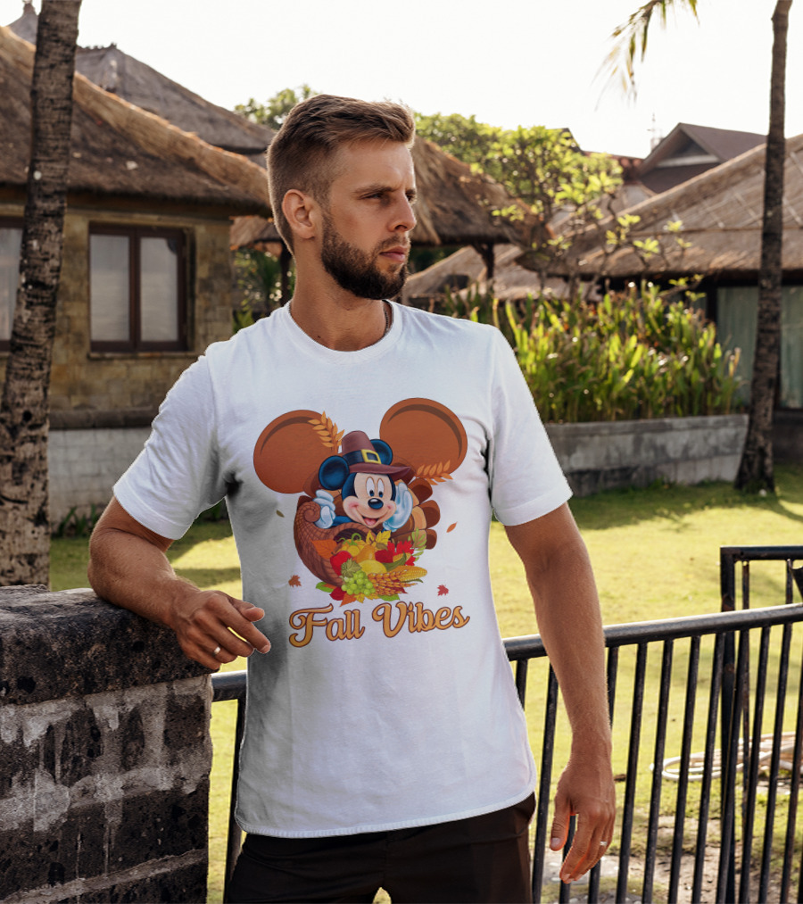 Mickey Mouse Fall Vibes Cornucopia Harvest Hat T-Shirt