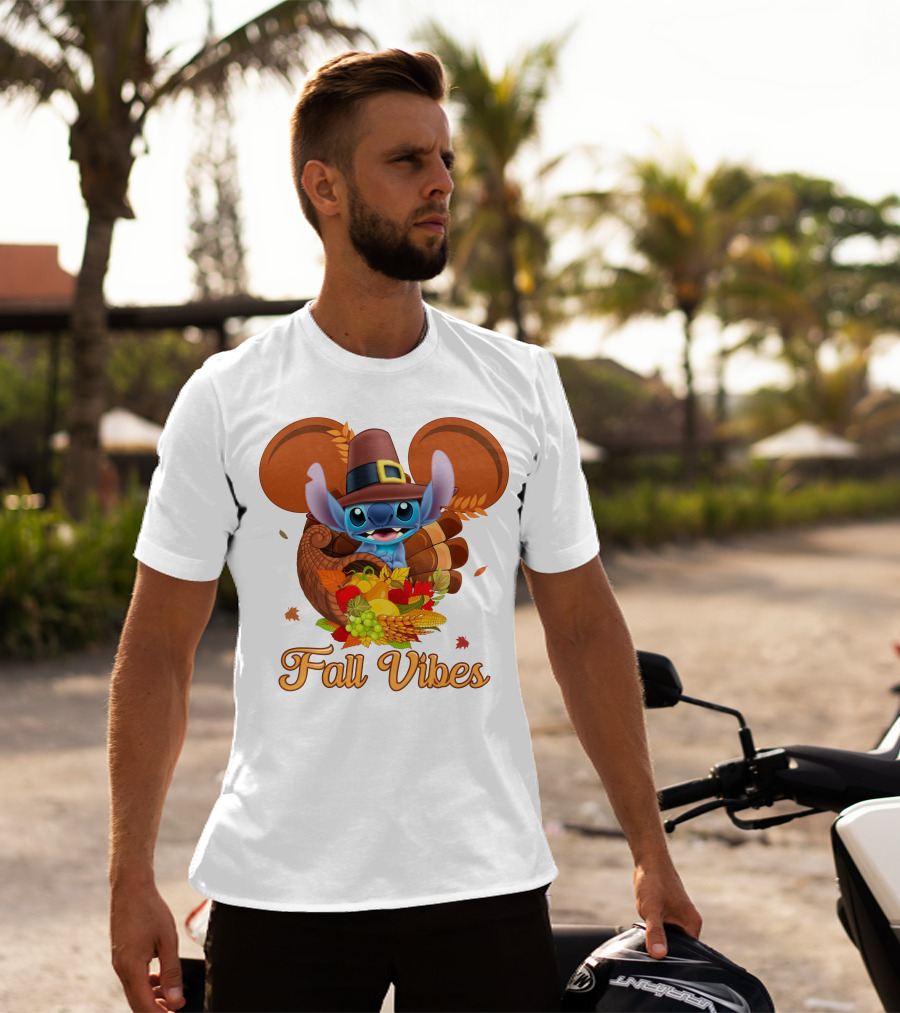 Fall Vibes Stitch Thanksgiving Cornucopia T-Shirt