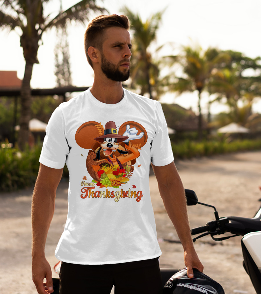 Goofy Happy Thanksgiving Cornucopia Celebration T-Shirt