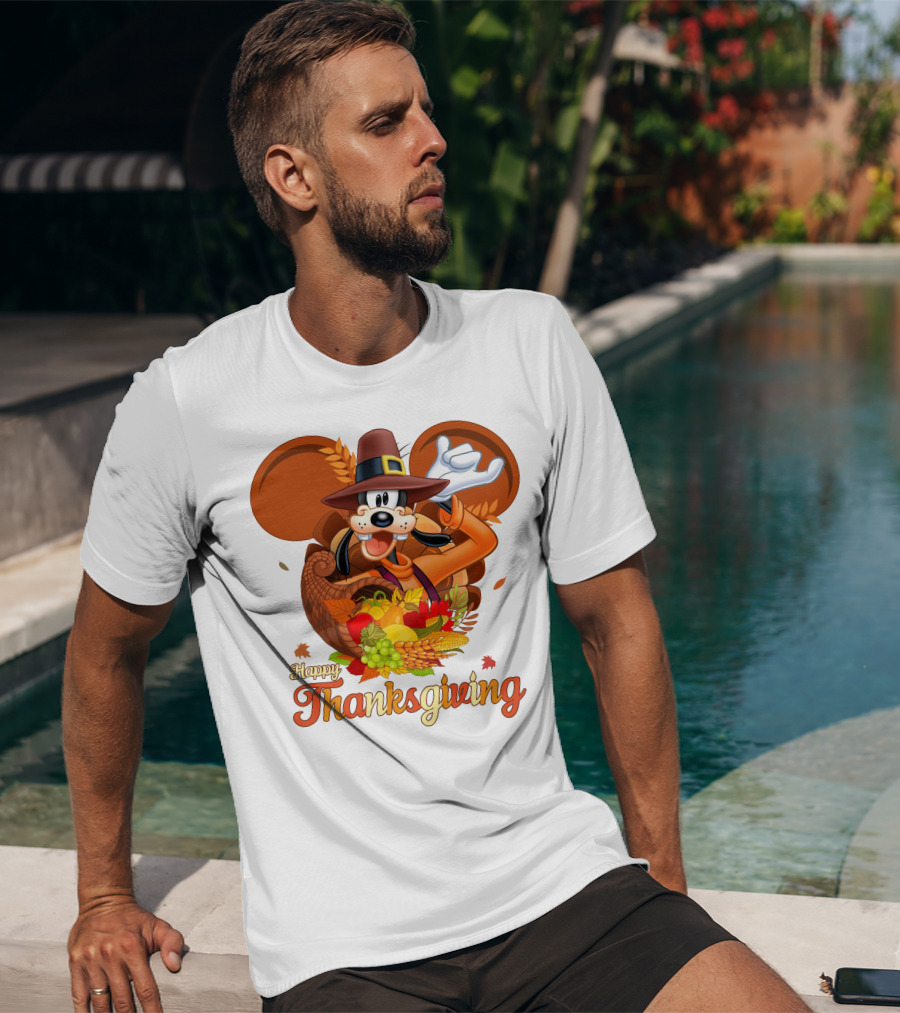 Goofy Happy Thanksgiving Cornucopia Celebration T-Shirt