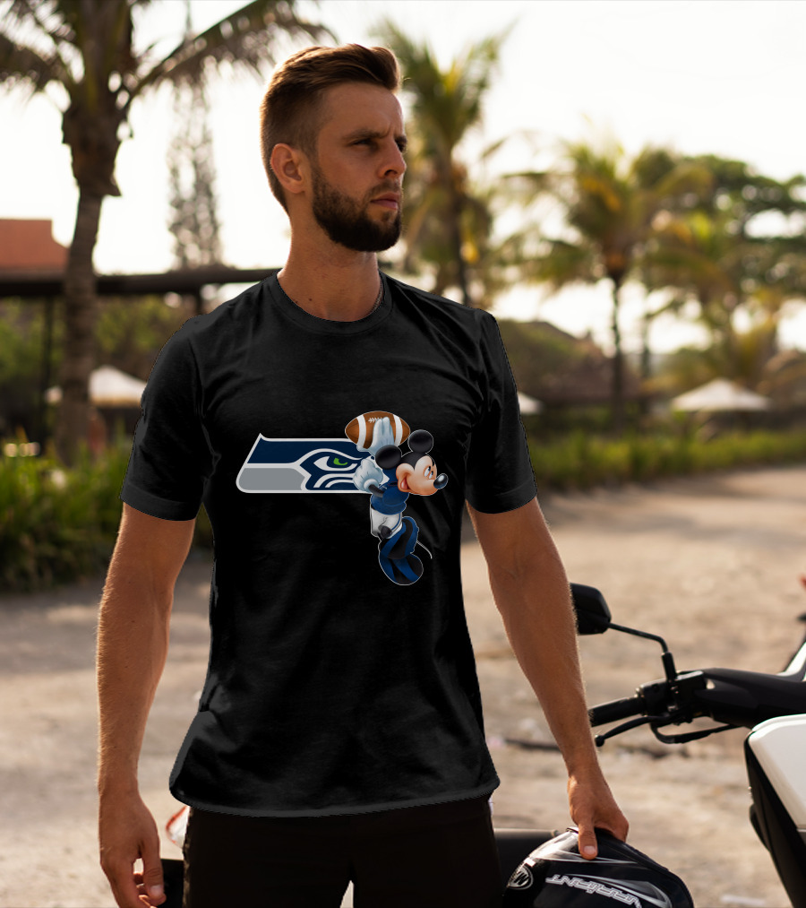 Seattle Seahawks Mickey Football Jump T-Shirt