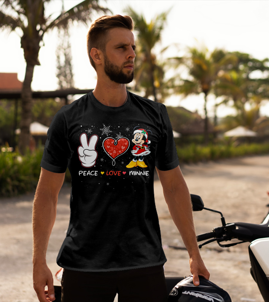 Peace Love Minnie Christmas Holiday Theme T-Shirt