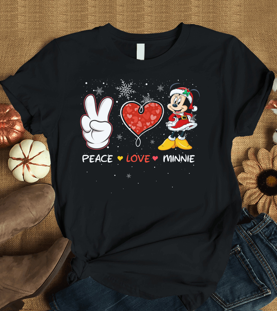 Peace Love Minnie Christmas Holiday Theme T-Shirt