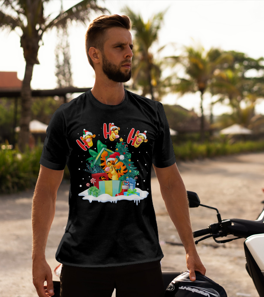 Tigger Ho Ho Ho Christmas Presents And Tree T-Shirt