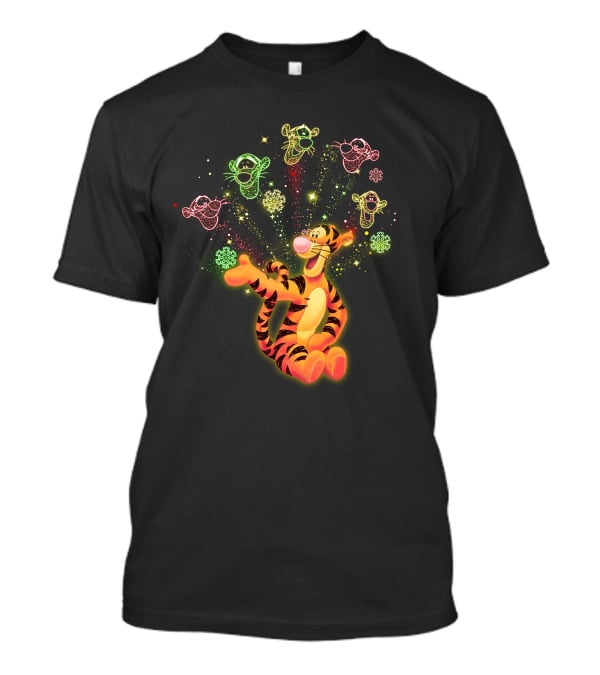 Tigger Playful Celebration With Magical Multicolored Starry Outlines T-Shirt