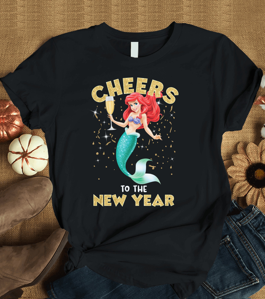 Cheers To The New Year Champagne Mermaid Celebration T-Shirt