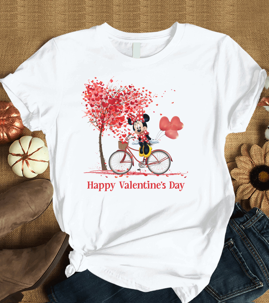 Happy Valentine's Day MN Valentine Bicycle Balloons Hearts Tree T-Shirt