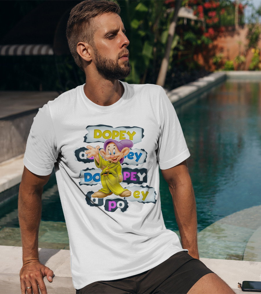 Dopey Iconic Character Playful Design With Text Variations And Classic Outfit T-Shirt