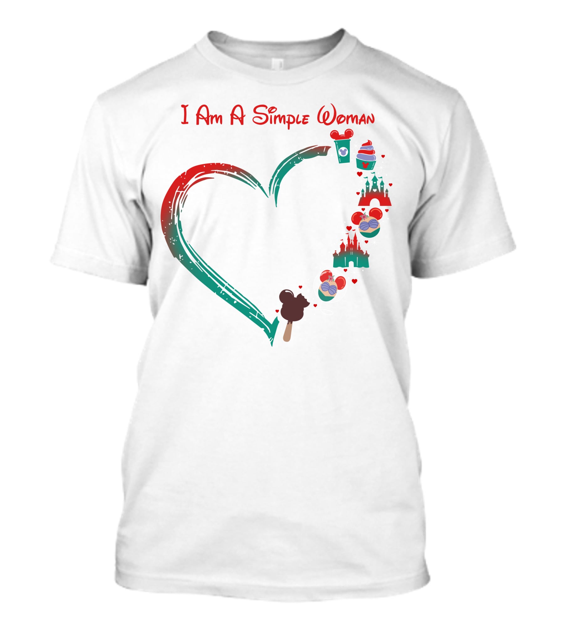 I Am A Simple Woman Ariel Castle Heart Icons T-Shirt