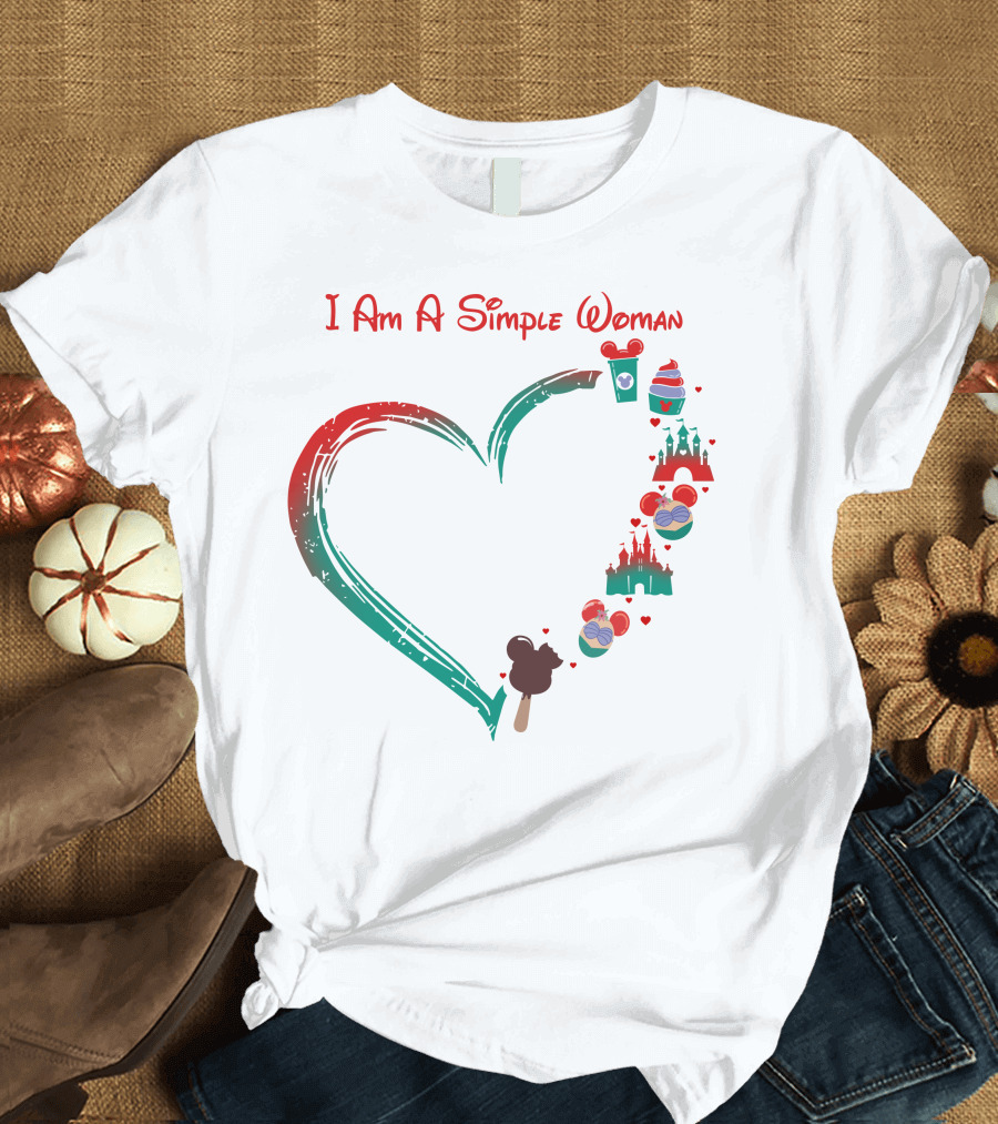I Am A Simple Woman Ariel Castle Heart Icons T-Shirt