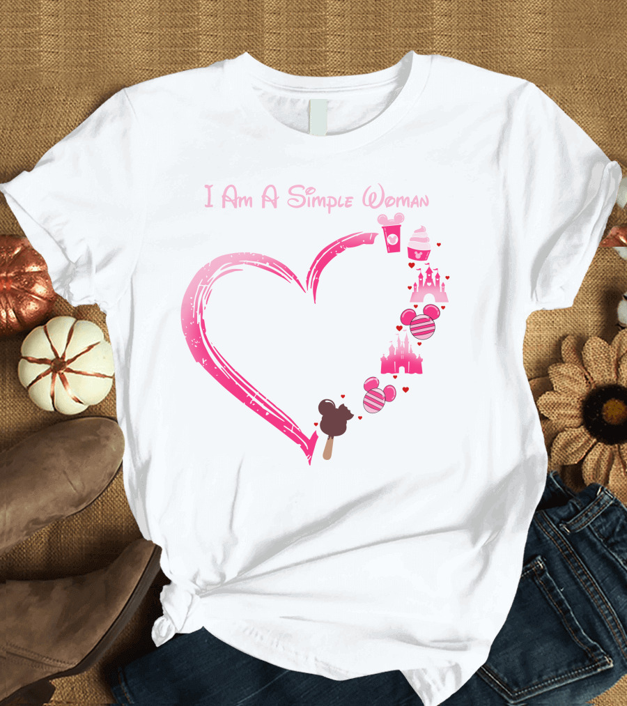 I Am A Simple Woman Heart With Ice Cream And Castle T-Shirt