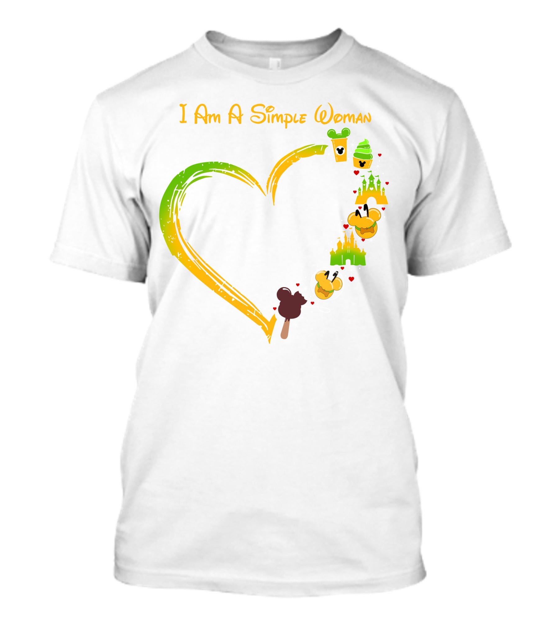 I Am A Simple Woman Heart Mouse Ears Ice Cream Castle T-Shirt