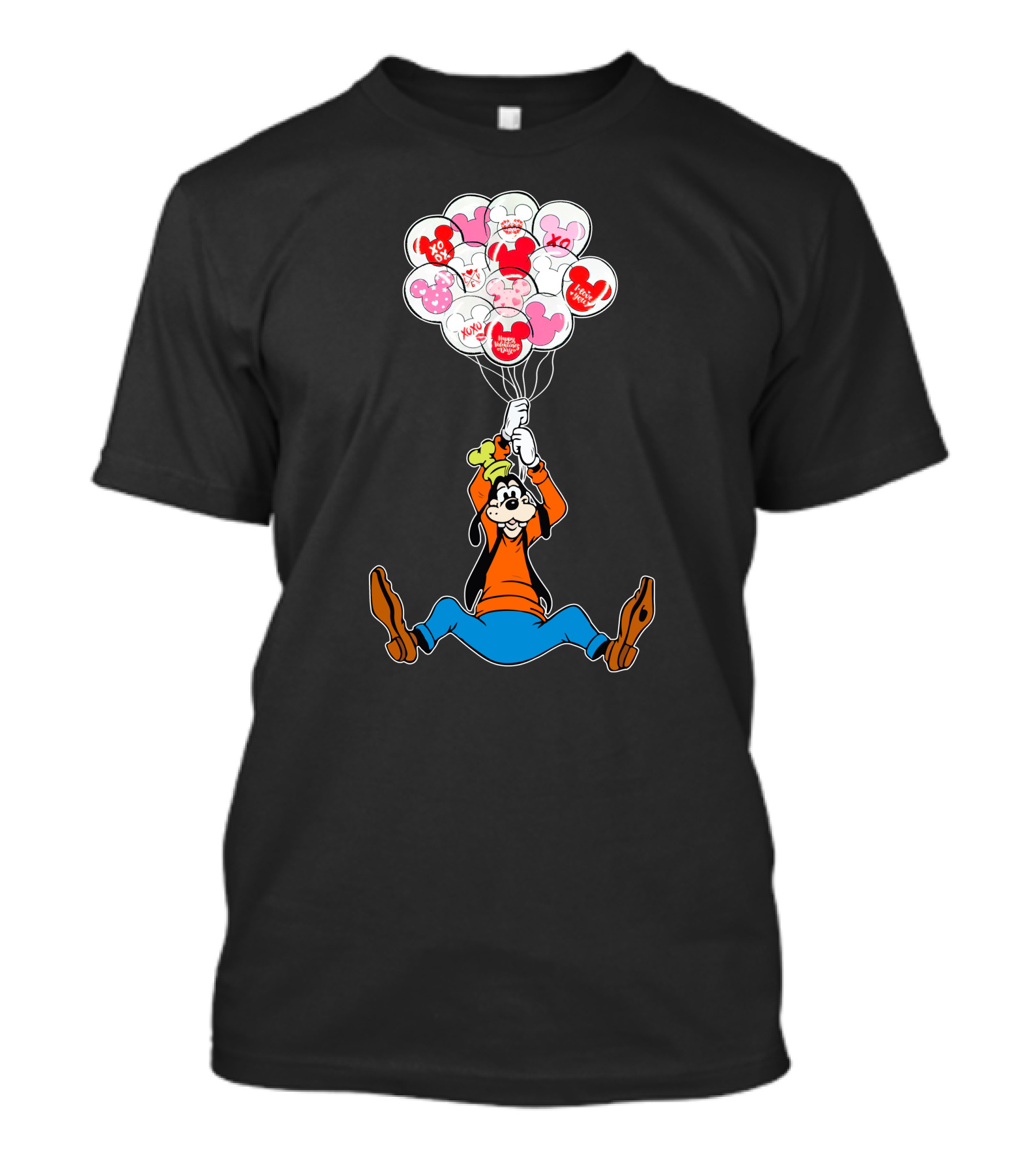 Goofy Balloons Mickey Love Valentine's Xo Hug Minnie Organic T-Shirt