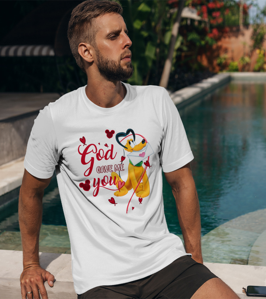 Pluto God Gave Me You Hearts And Mickey Mouse Icons T-Shirt