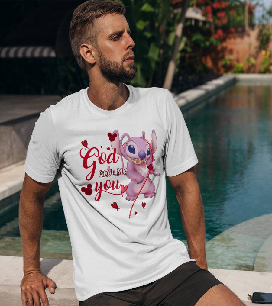 God Gave Me You Stitch And Hearts T-Shirt