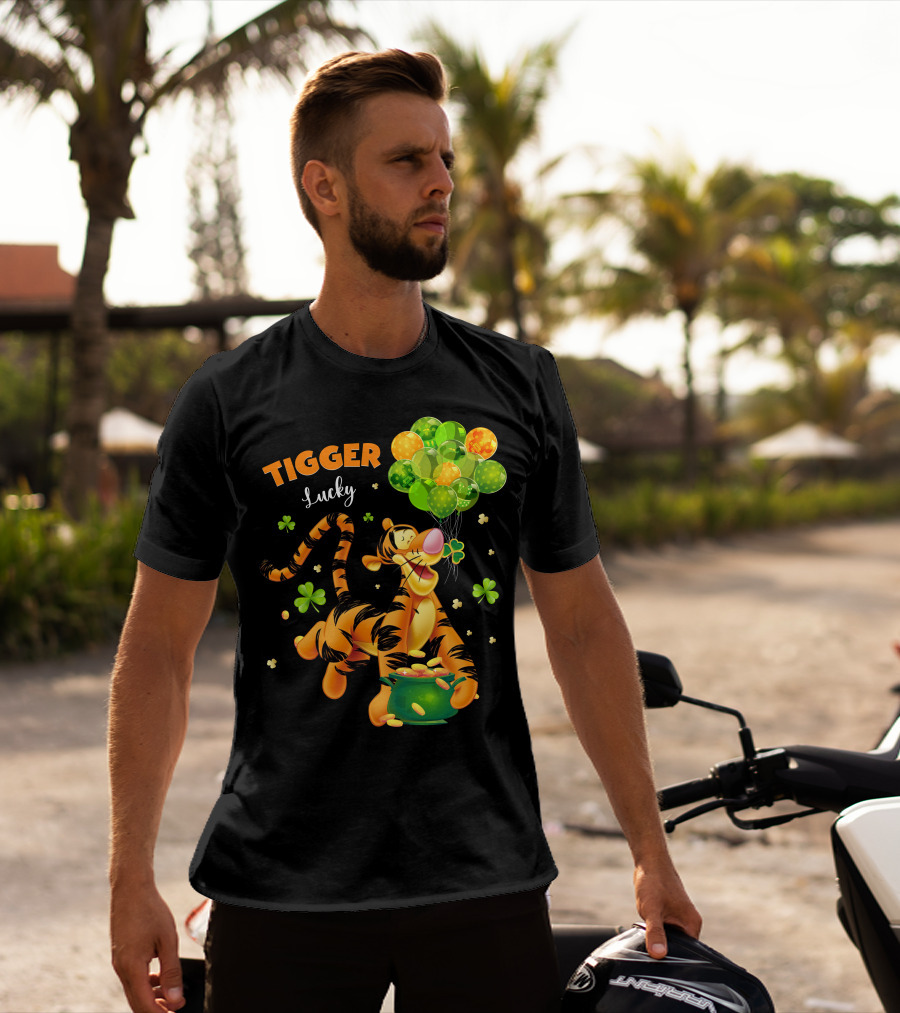 Tigger Lucky Balloons And Shamrocks With Gold Coins T-Shirt