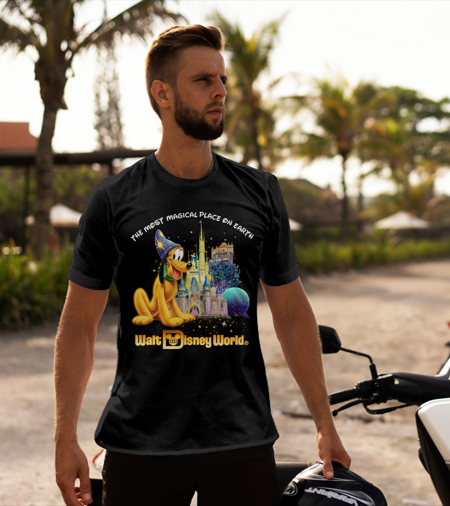 Walt Disney World The Most Magical Place On Earth Pluto Magical Castle T-Shirt