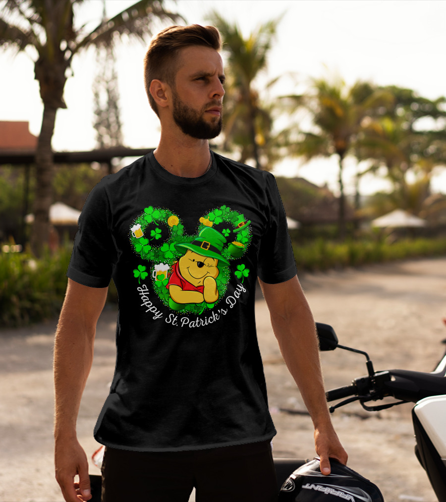 Happy St. Patrick's Day Pooh Shamrock And Leprechaun Hat T-Shirt