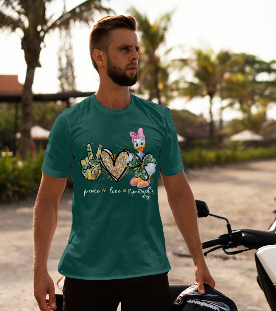Peace Love St. Patrick's Day Daisy Duck Shamrock T-Shirt