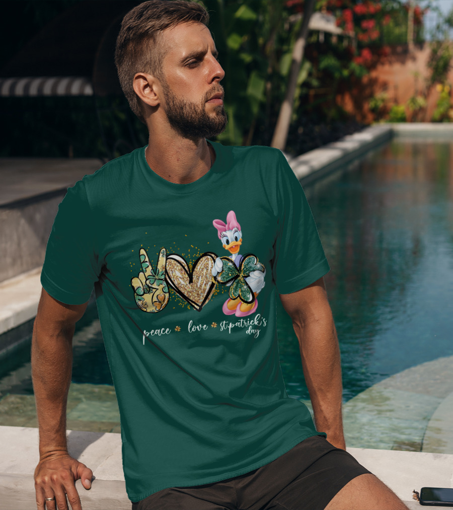 Peace Love St. Patrick's Day Daisy Duck Shamrock T-Shirt