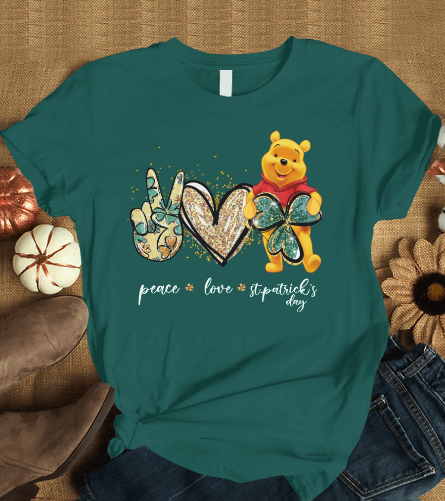 Peace Love St. Patrick's Day Pooh T-Shirt