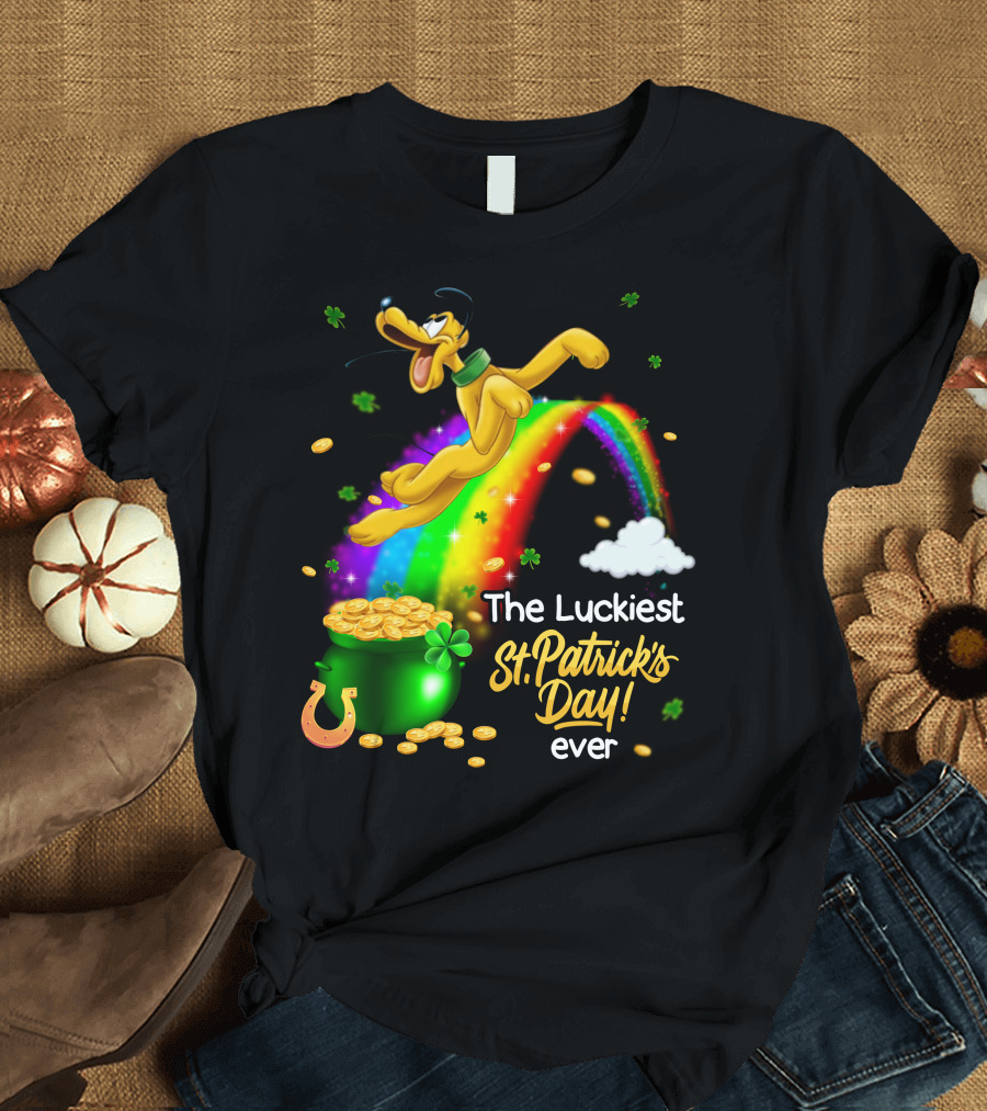 The Luckiest St. Patrick's Day Ever Pluto Rainbow Pot Of Gold T-Shirt