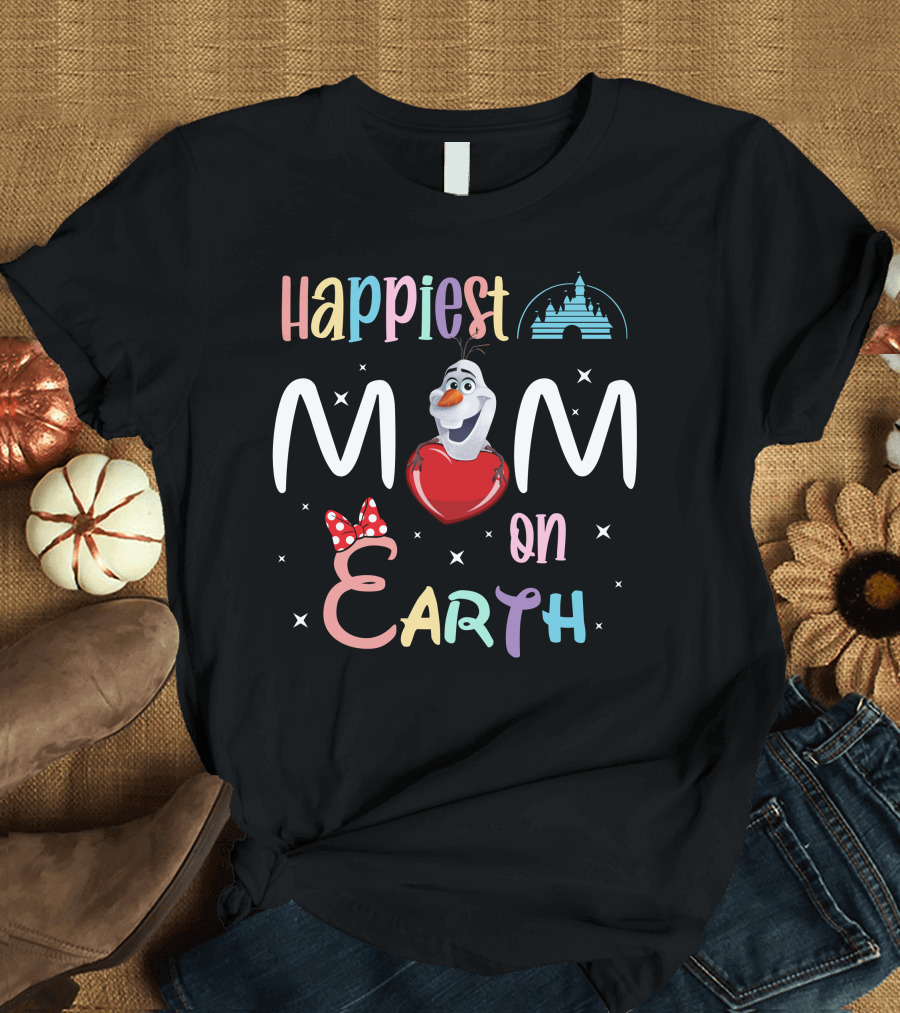 Happiest Mom on Earth Olaf Heart Disney Castle T-Shirt
