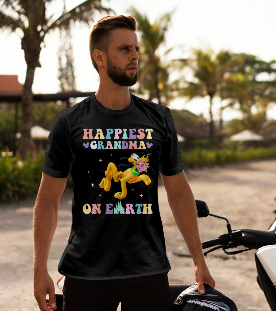 Happiest Grandma On Earth Pluto Disney Castle T-Shirt