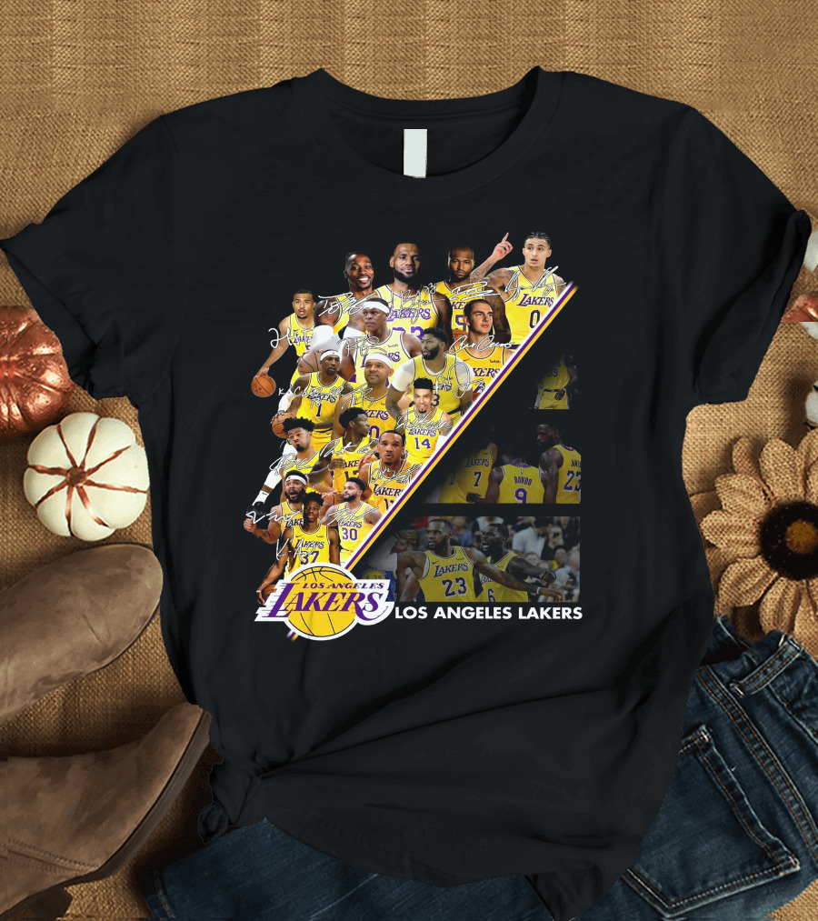 Los Angeles Lakers Team Collage with Players and Jersey Numbers T-Shirt