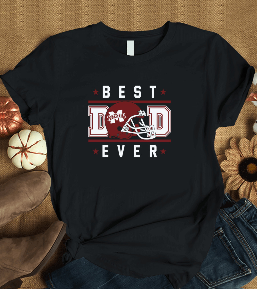 Best Dad Ever Mississippi State Bulldogs Helmet T-Shirt