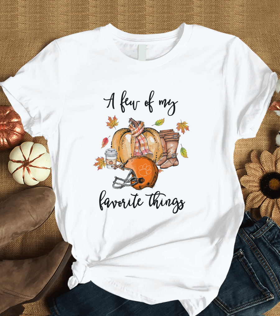 A Few of My Favorite Things Clemson Tigers Helmet and Autumn Leaves T-Shirt