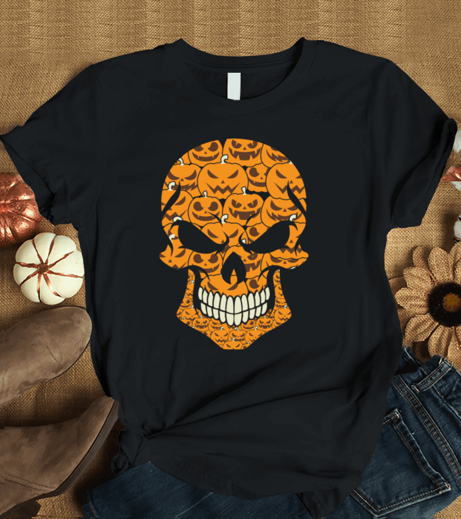 Pumpkin Skull Halloween Faces T-Shirt