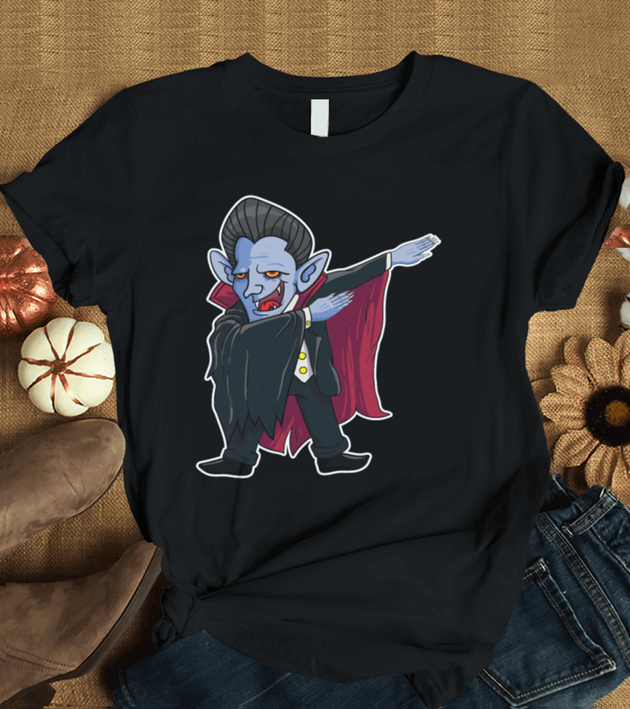 Halloween Vampire Dabbing Ghost Horror Pumpkin Gif T-Shirt