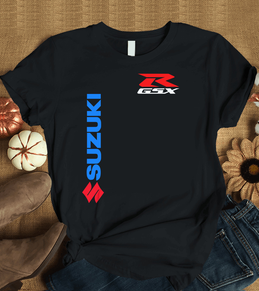 SUZUKI GSX-R Vertical Blue Red Logo Branding T-Shirt