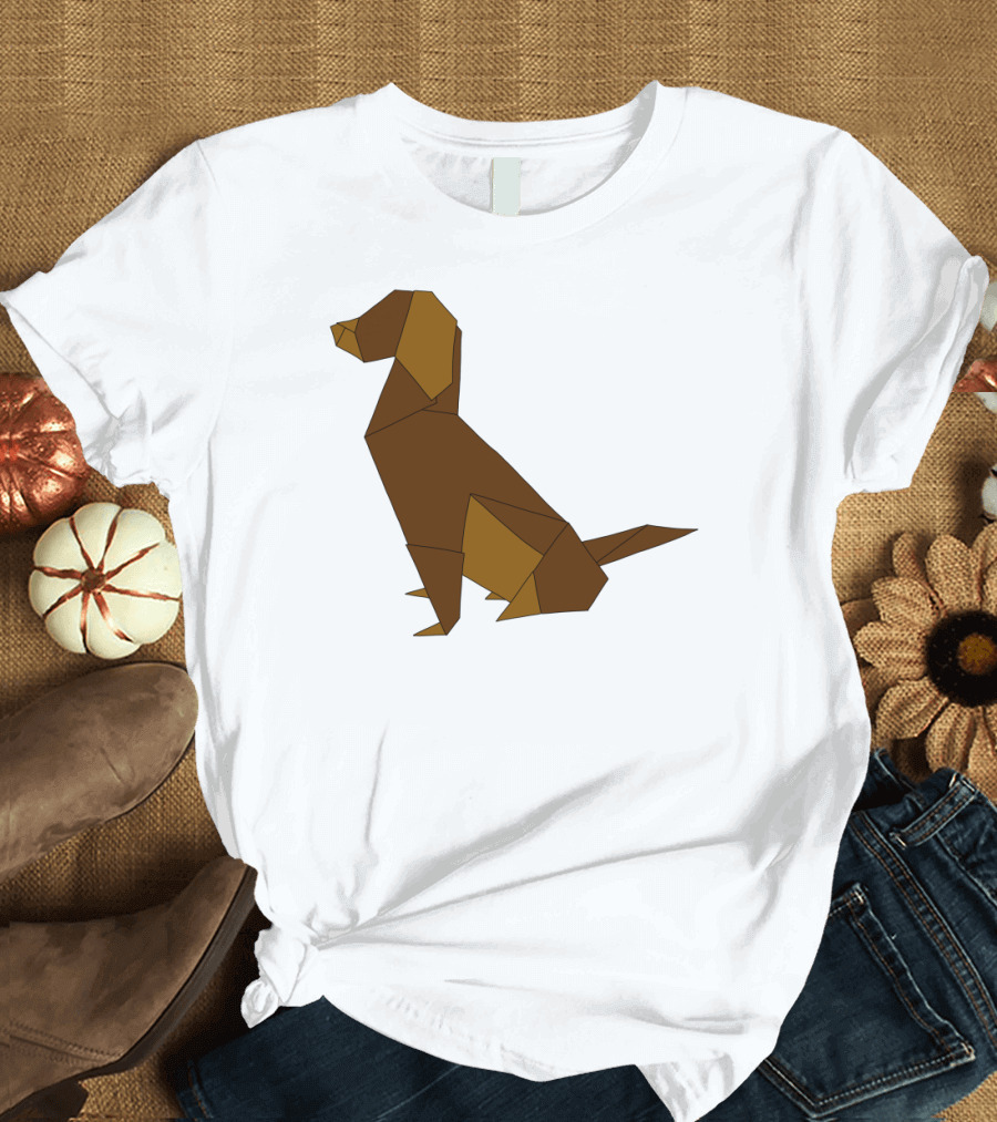 Origamin Brown Geometric Origami Dog T-Shirt