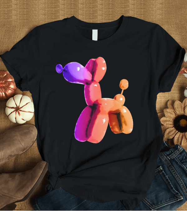 T-Shirt: Jeff Koons Inspired Vibrant Metallic Warm Balloon Dog T-Shirt Jeff Koons Inspired Vibrant Metallic Warm Balloon Dog T-Shirt
