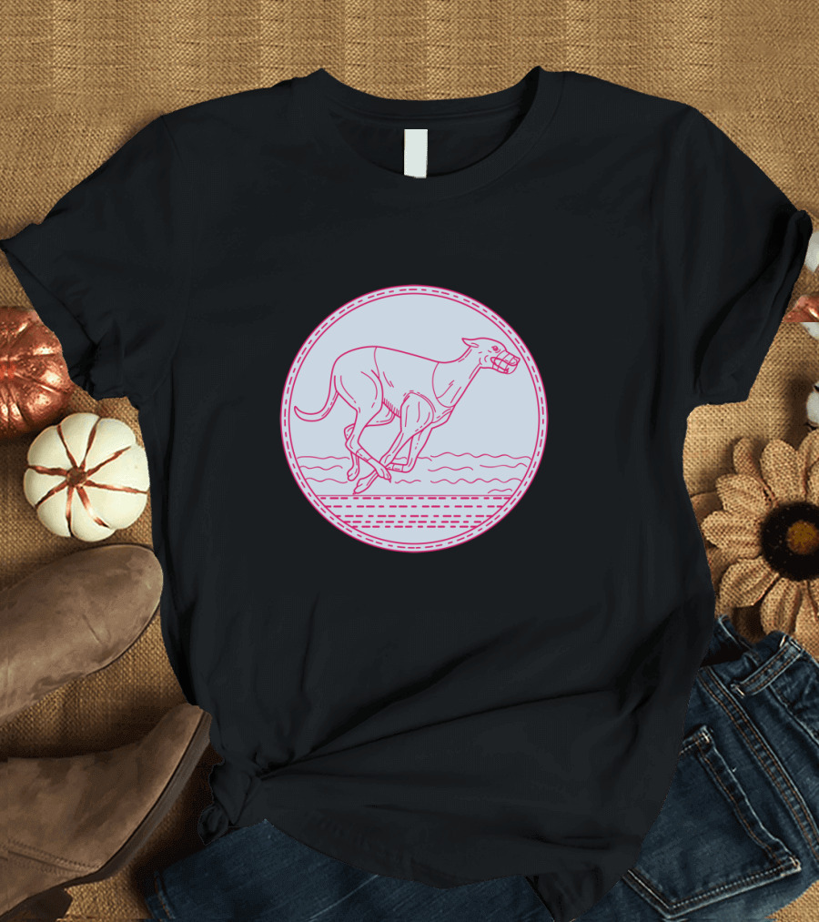 Greyhound Racing Mono Line Circular Emblem T-Shirt